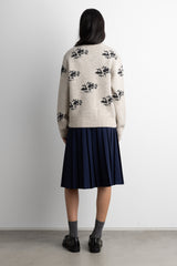 FLORAL JACQUARD WOOL BLEND CARDIGAN