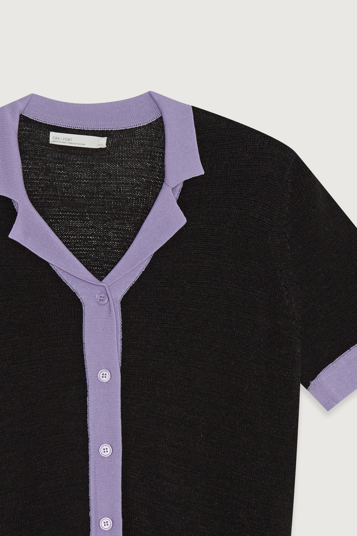 KNIT COLOUR BLOCK BUTTON UP