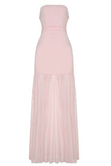 Strapless Pink Sheer Long Dress