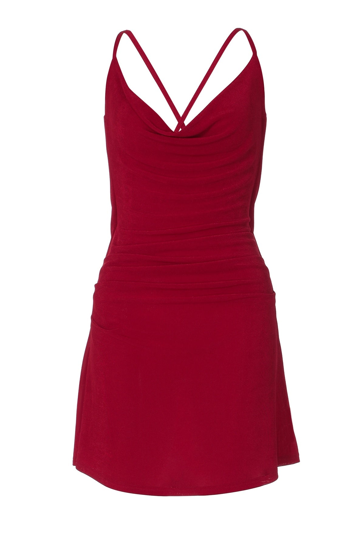 Red Cowl Neck Tight Mini Dress