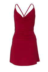 Red Cowl Neck Tight Mini Dress