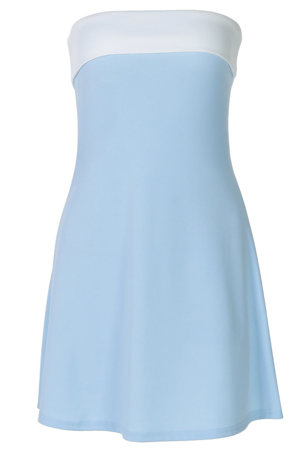 Strapless Blue and White A-line Short Dress