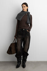 BLACK WASH CORDUROY STRAIGHT LEG JEAN
