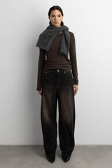 BLACK WASH CORDUROY STRAIGHT LEG JEAN