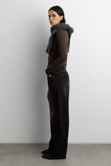BLACK WASH CORDUROY STRAIGHT LEG JEAN
