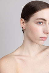 MOON STONE SILVER + ONYX GOLD EARRING SET