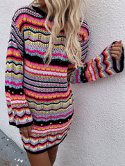 Smaibulun | Zig Zag Crochet Knit Dress - Black