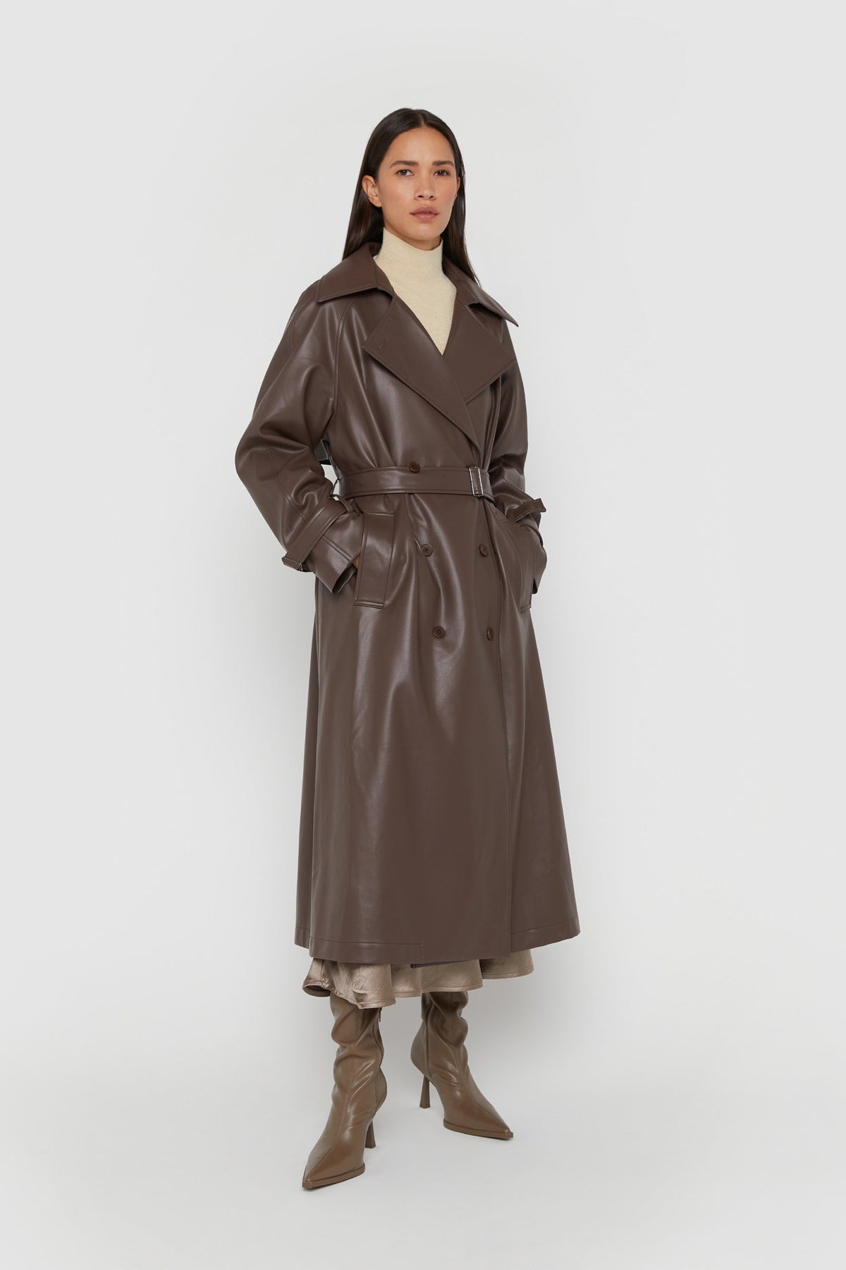 OVERSIZED VEGAN LEATHER TRENCH COAT