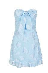 Sweet Blue Bow Fitted Short Dress
