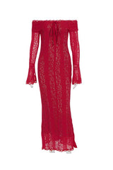Red Lace Off-the-shoulder Long Dress