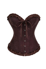 Sweetheart Brown Lace-Up Floral Corset