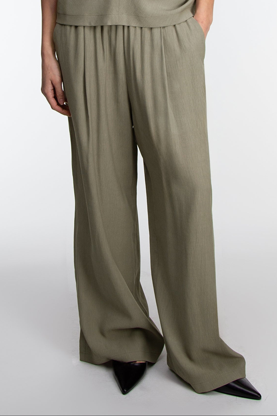 CRINKLED RAYON ELASTIC WAIST