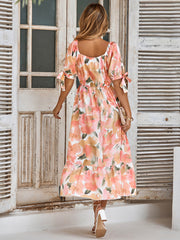 TANYA PAINTING FLORAL SHORT SLEEVE MAXI DRESS - PEACH