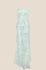 Spaghetti Straps Green Lace A-line Long Dress