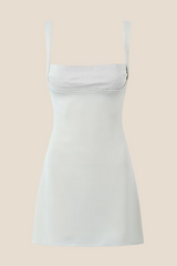 Square Neck White A-line Party Dress