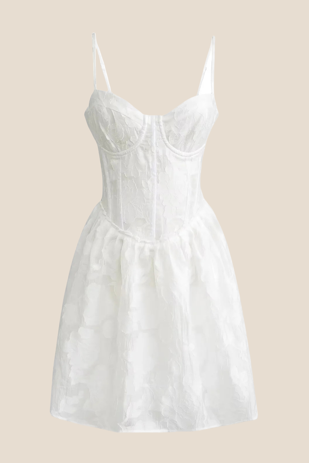 Straps White Jacquard A-line Short Dress