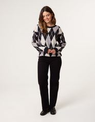Argyle-Patterned Knit Jumper