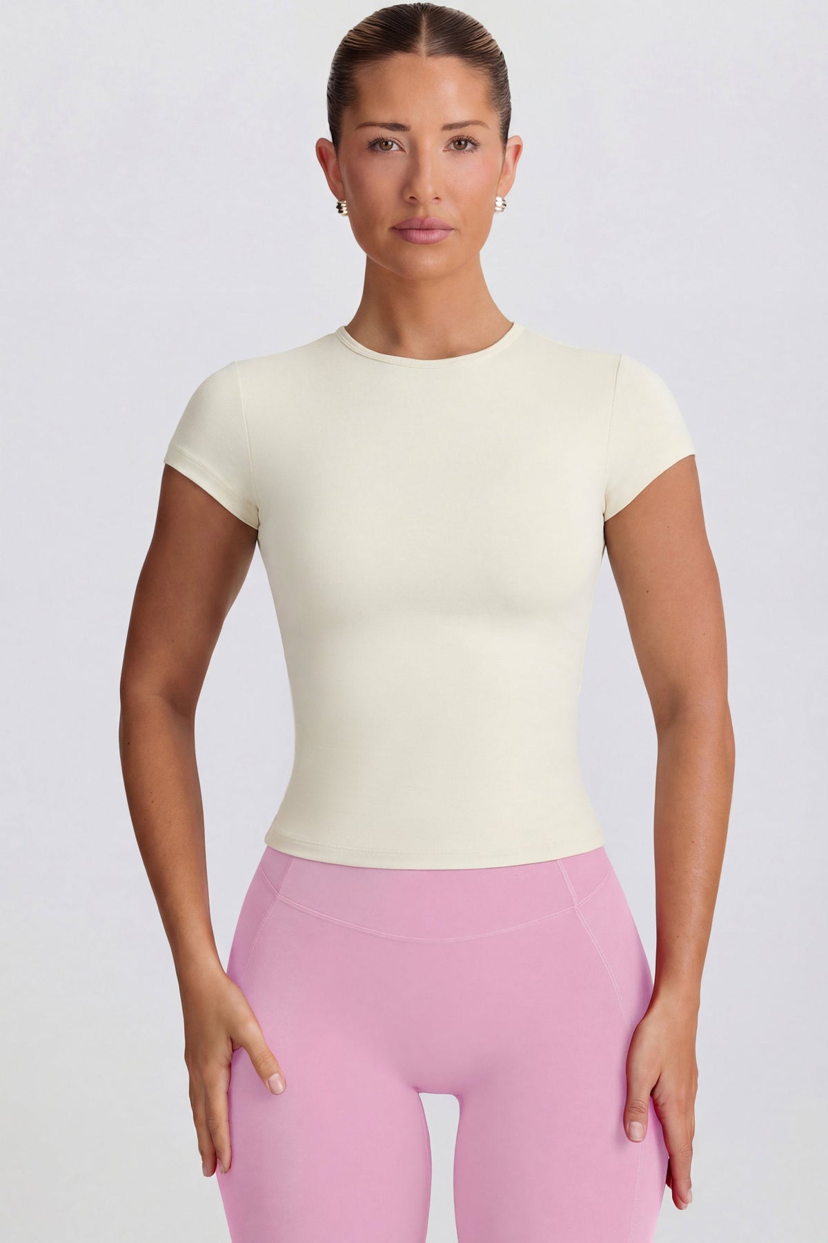 Cut-Out Longline T-Shirt in Oat
