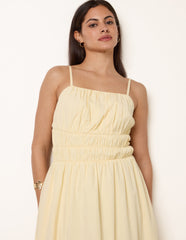 Ruched Binding Strappy Midi Dress