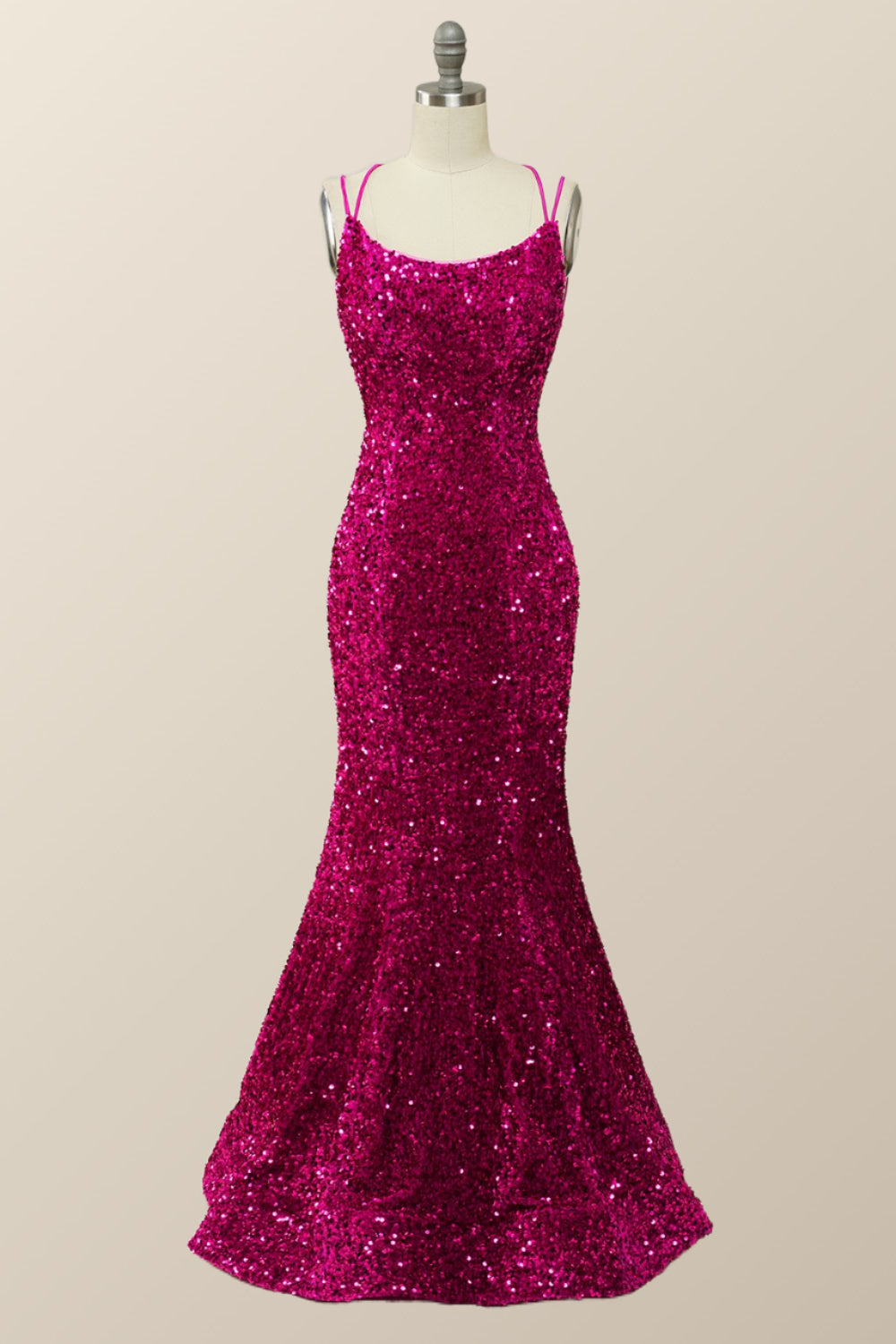 Sparkle Fuchsia Sequin Mermaid Long Formal Dress