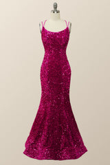 Sparkle Fuchsia Sequin Mermaid Long Formal Dress