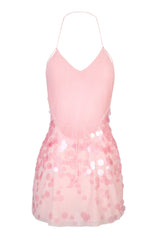 Embellished Mini Dress in Baby Pink