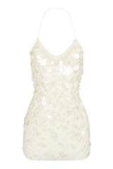 Embellished Mini Dress in Pearl