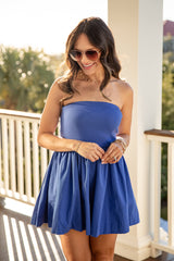 FINAL SALE - Electric Romance Blue Strapless Mini Dress - DU Deal