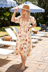 Postcard Dreams Light Yellow Printed Midi Dress