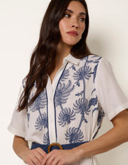Tropical Palm Embroidery Dress